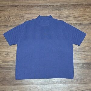 Vintage Nordstrom 100% Merino Wool Mock-Neck Short Sleeved Sweater